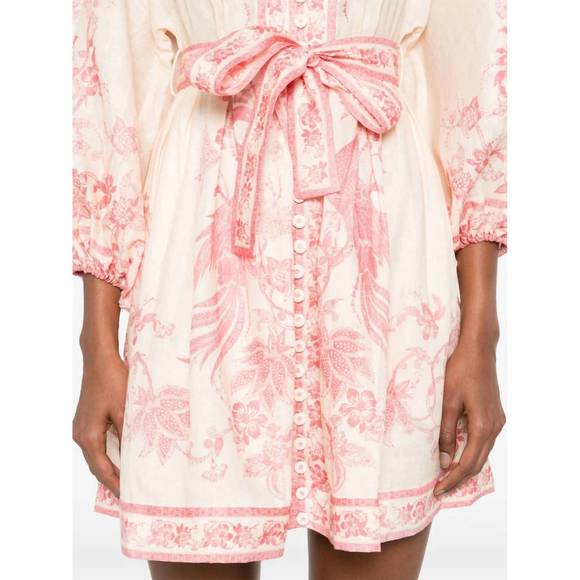 NEW ZIMMERMANN lucky plunge mini dress in cream/pink floral - Picture 4 of 5